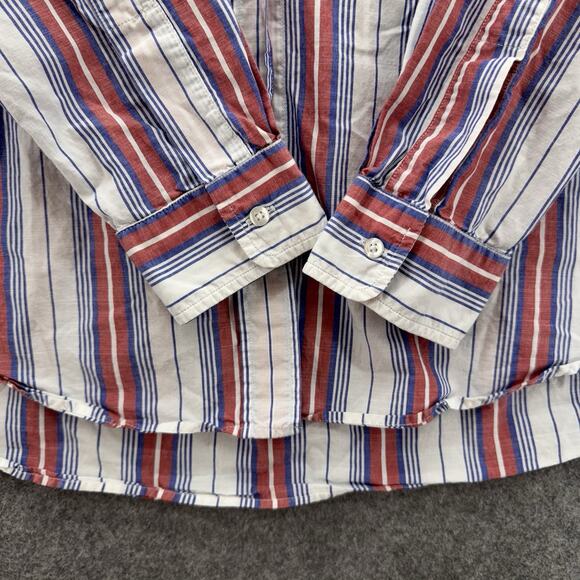 Grayson Womens The Hero Button Long Sleeve Top Size 04 Large Jasmine Stripe Red - Picture 5 of 11